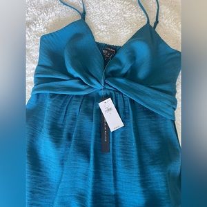 NWT Banana Republic Spaghetti Strap Maxi Turquoise Sun Dress Ruffle Sz 0 XS